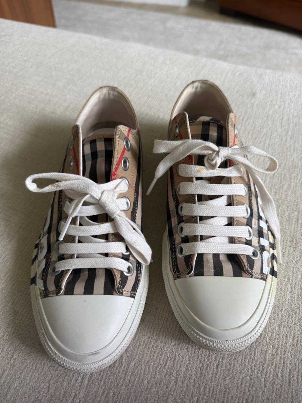 Burberry Striped Low-Top Sneakers with White Laces